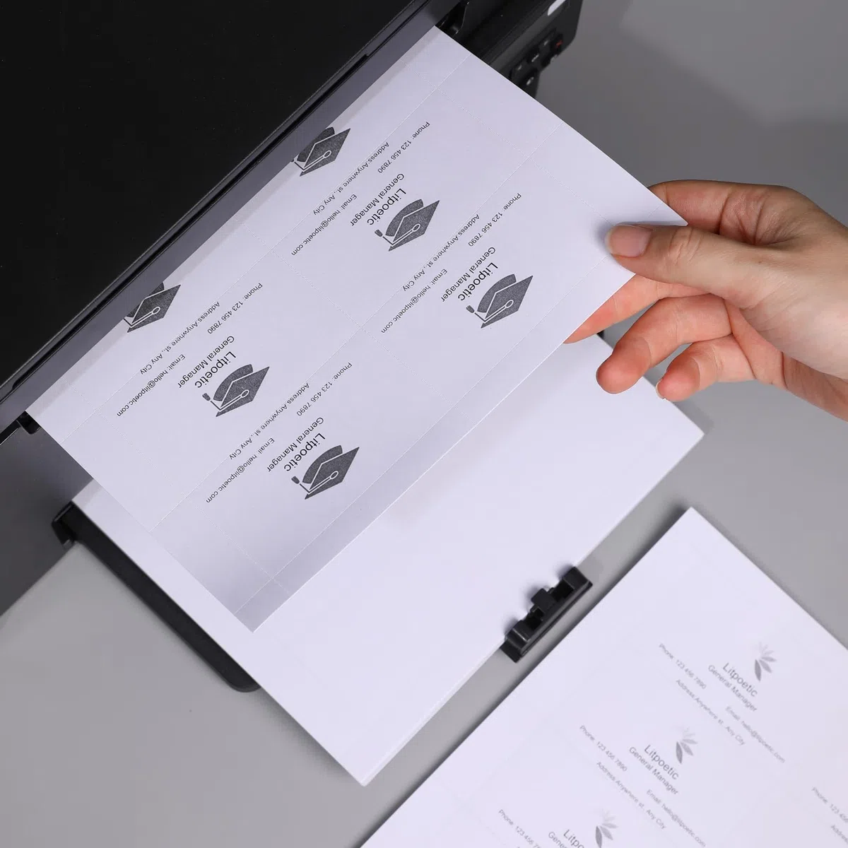 Biglietti da visita vuoti stampabili, 8,9 x 2, carta perforata per stampanti a getto d'inchiostro e laser, 10 carte per foglio, colore: bianco (600 fogli/6000 pezzi)