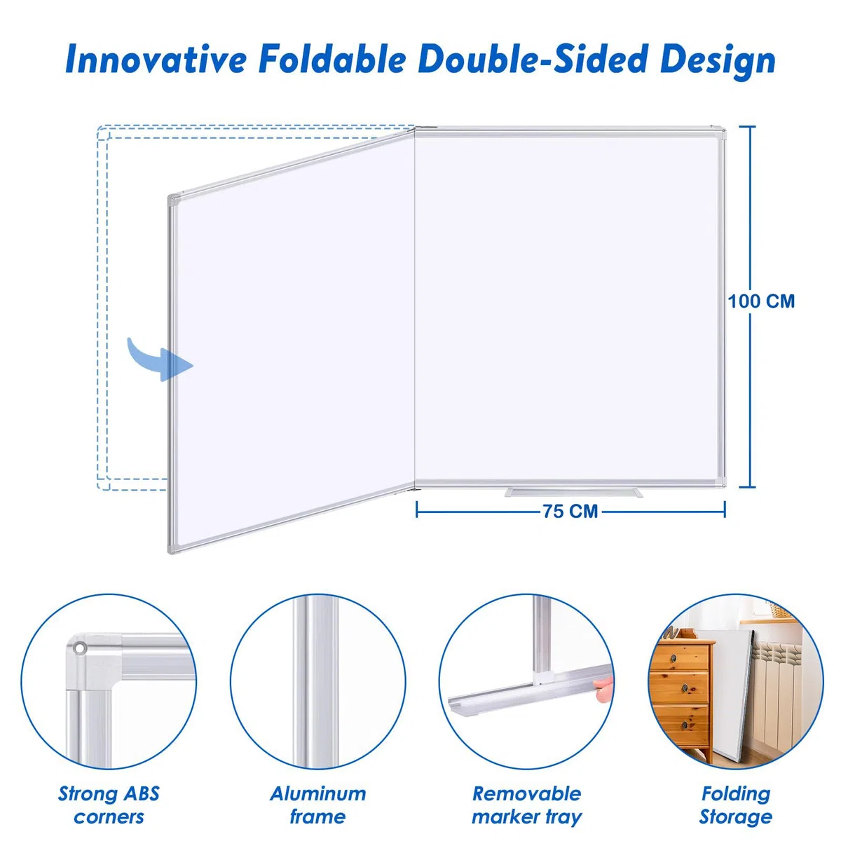maxtek Lavagna bianca magnetica da parete, 150 x 100 cm, cornice in alluminio, grande lavagna bianca con vassoio portapenne, lavagna bianca cancellabile a secco, per casa, ufficio, scuola