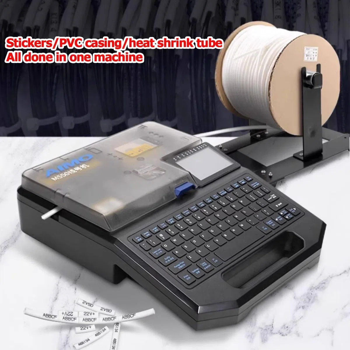 Kit stampante per etichette portatile, stampante per etichette portatile 40mm/S con nastri e adesivi, stampa veloce, taglio automatico, compatibile con vari nastri per etichette, autonomo