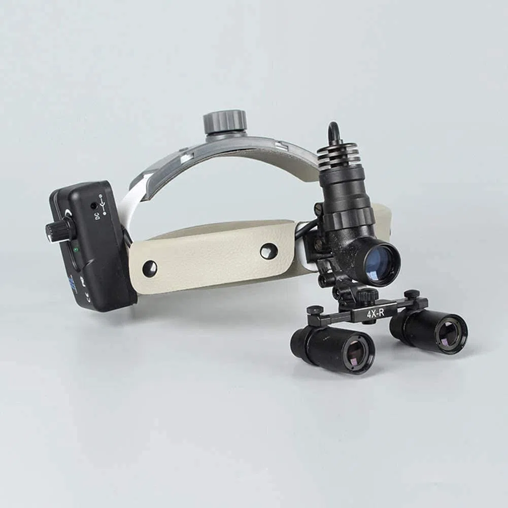 Lenti d'Ingrandimento Dentali, Lenti d'Ingrandimento Binoculari Chirurgiche Dentali - Lente d'Ingrandimento Binoculare 4X 420 Mm con Lampada Frontale A LED da 5 W