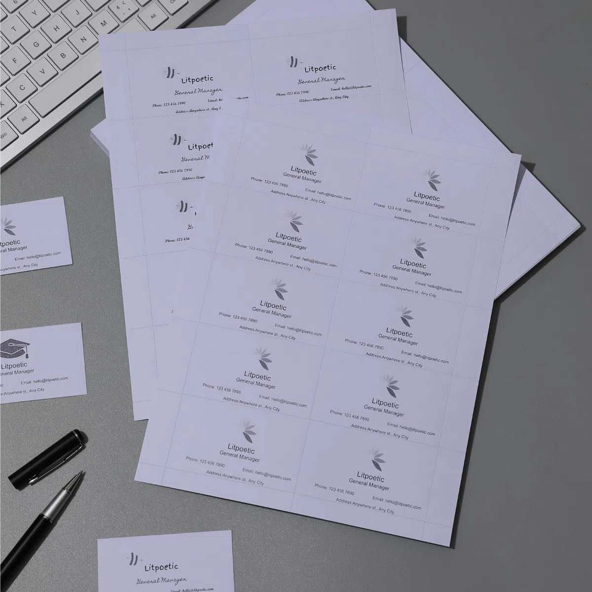 Biglietti da visita vuoti stampabili, 8,9 x 2, carta perforata per stampanti a getto d'inchiostro e laser, 10 carte per foglio, colore: bianco (600 fogli/6000 pezzi)