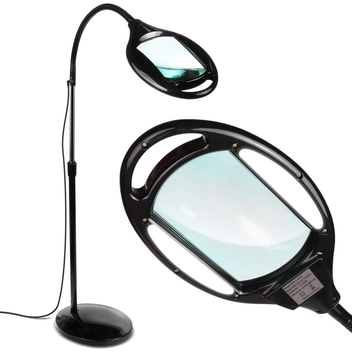 Brightech LightView Pro - Lampada da terra con ingrandimento a pagina intera - Lente d'ingrandimento a mani libere con luce a LED brillante per la lettura-Collo d'oca flessibile mantiene la posizione