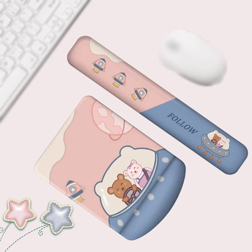 Poggiapolsi per tastiera, tappetino per mouse in silicone, staffa di supporto creativa per computer, grazioso poggiapolsi personalizzato per ufficio, design ispessito per una digitazione confortevole