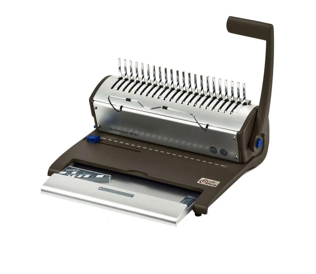 Rilegatrice Bindestream M12+ – Rilegatrice a Dorsi plastici per Formati DIN A4, Perfora 12 Fogli e Rilega fino a 400 Fogli, Macchina per Rilegatura in Metallo (79018)