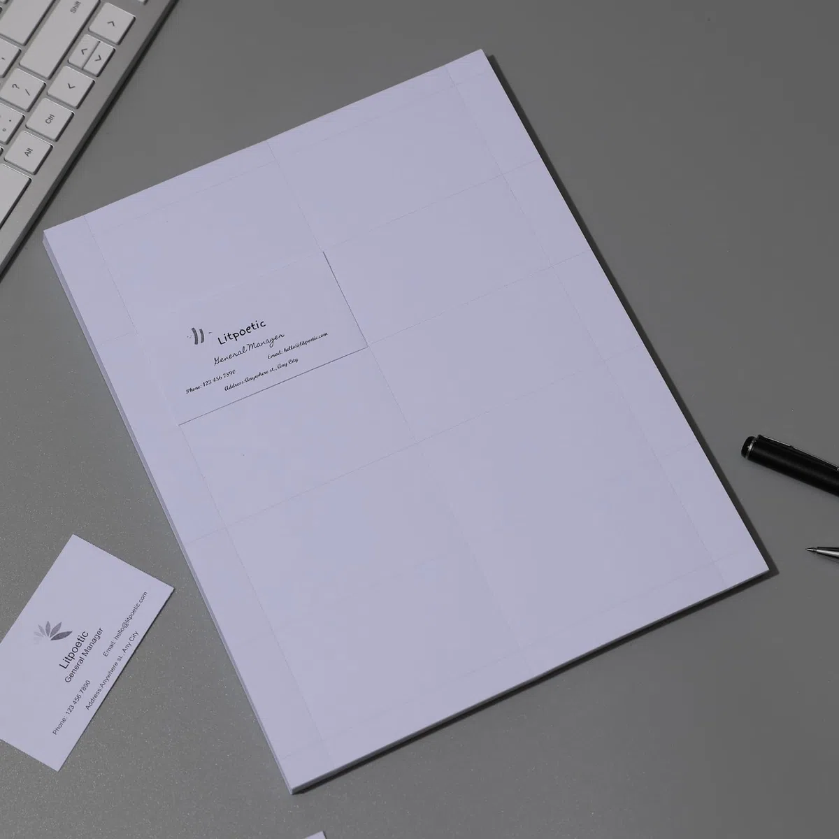 Biglietti da visita vuoti stampabili, 8,9 x 2, carta perforata per stampanti a getto d'inchiostro e laser, 10 carte per foglio, colore: bianco (600 fogli/6000 pezzi)