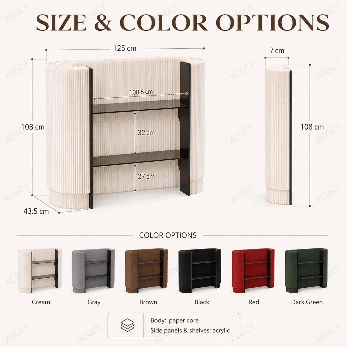 Banco Cassa Curvo E Portatile, Bancone Reception Pieghevole per Esposizioni, Reception con 2 Ripiani in Acrilico, Bancone Cassa Compatto per Boutique, Salone, Spa E Hall White