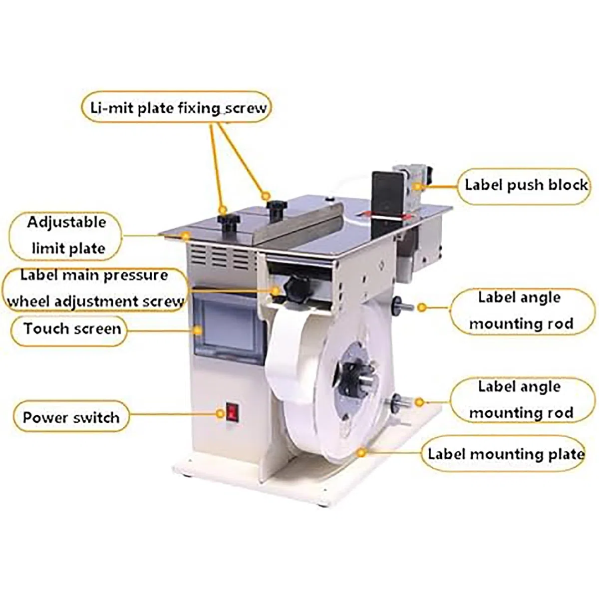 Etichettatrice Automatica ad Angolo retto 2 in 1 + Etichettatrice pelabile, Etichettatrice ad Angolo - Regolazione velocità/Lunghezza, Touch Screen + Corpo in Metallo