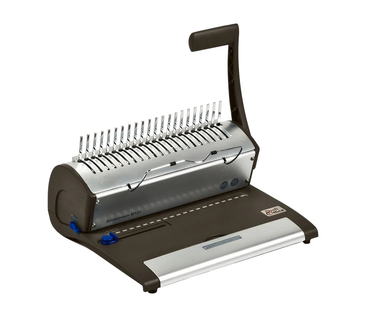 Rilegatrice Bindestream M12+ – Rilegatrice a Dorsi plastici per Formati DIN A4, Perfora 12 Fogli e Rilega fino a 400 Fogli, Macchina per Rilegatura in Metallo (79018)