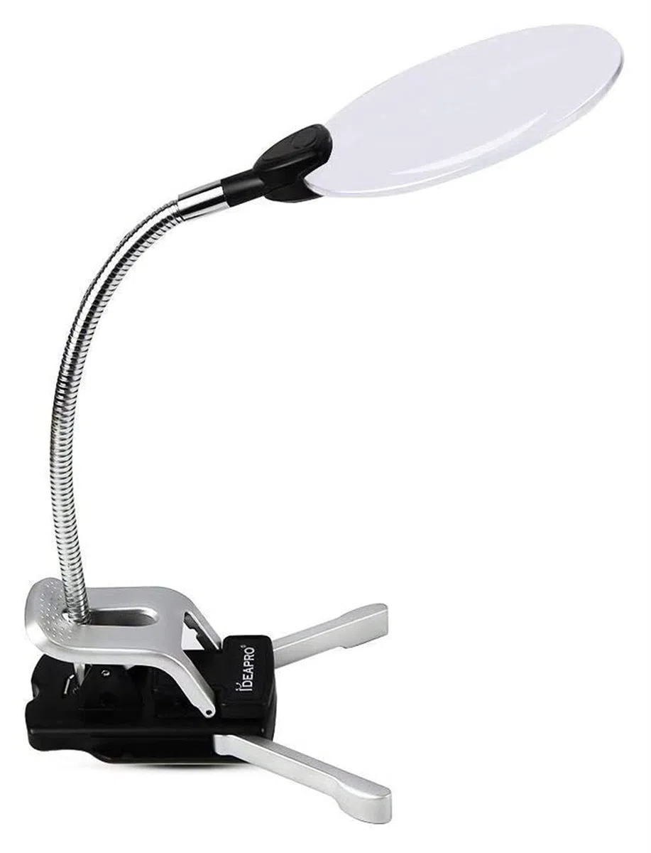 Lente d'Ingrandimento per la Lettura Lente d'Ingrandimento HD Lente d'Ingrandimento a LED, Lente d'Ingrandimento a Mani libere con Supporto Luminoso Clip da scrivania Regolabile Le