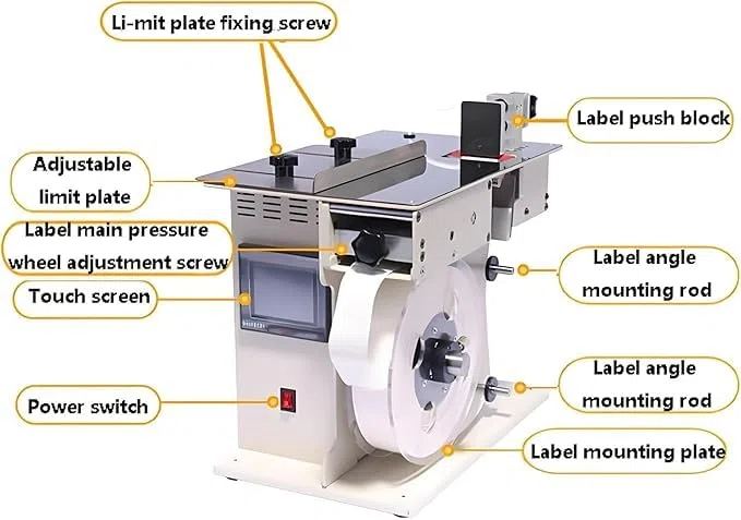 Etichettatrice semiautomatica con applicazione ad angolo retto pelabile per prodotti quadrati