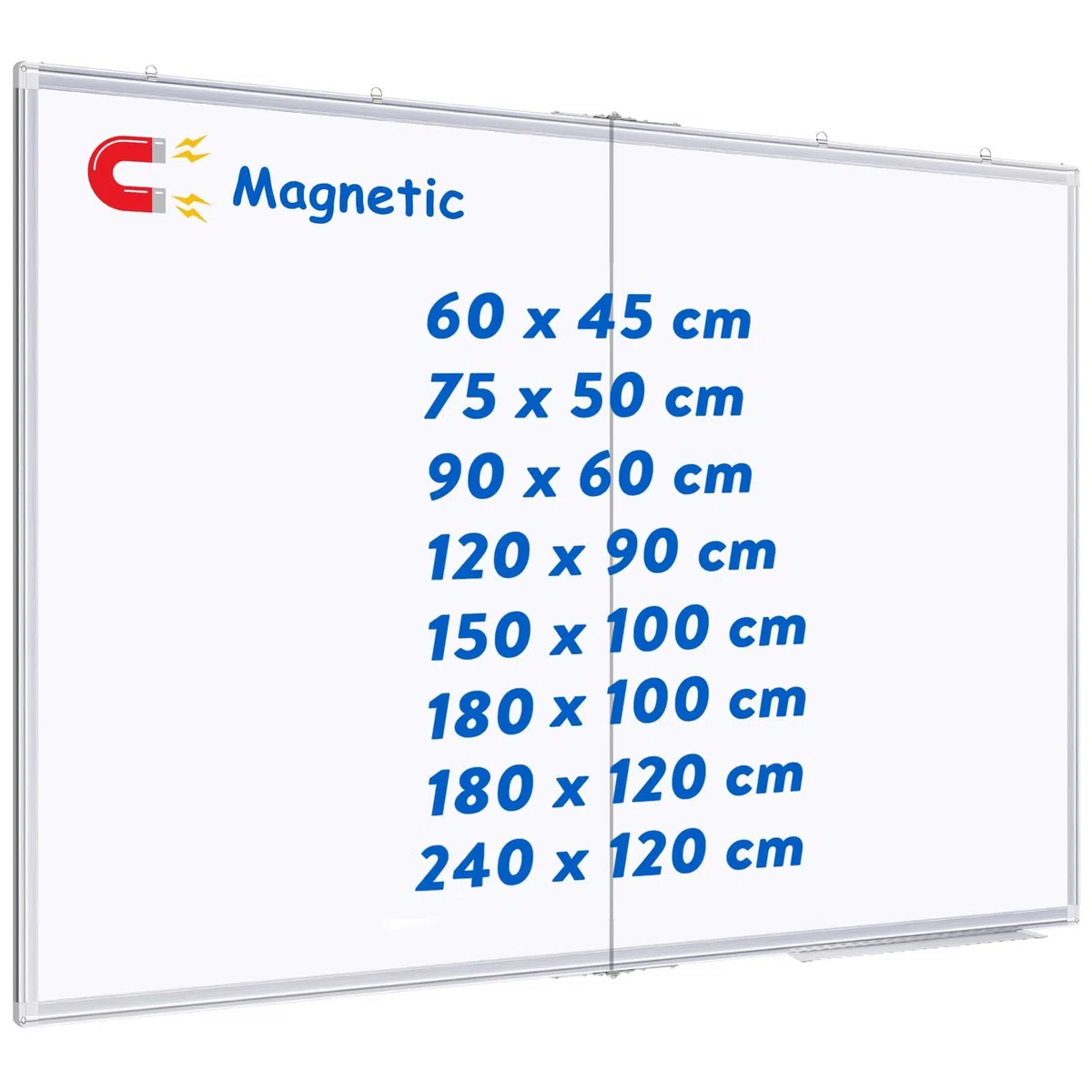 maxtek Lavagna bianca magnetica da parete, 150 x 100 cm, cornice in alluminio, grande lavagna bianca con vassoio portapenne, lavagna bianca cancellabile a secco, per casa, ufficio, scuola