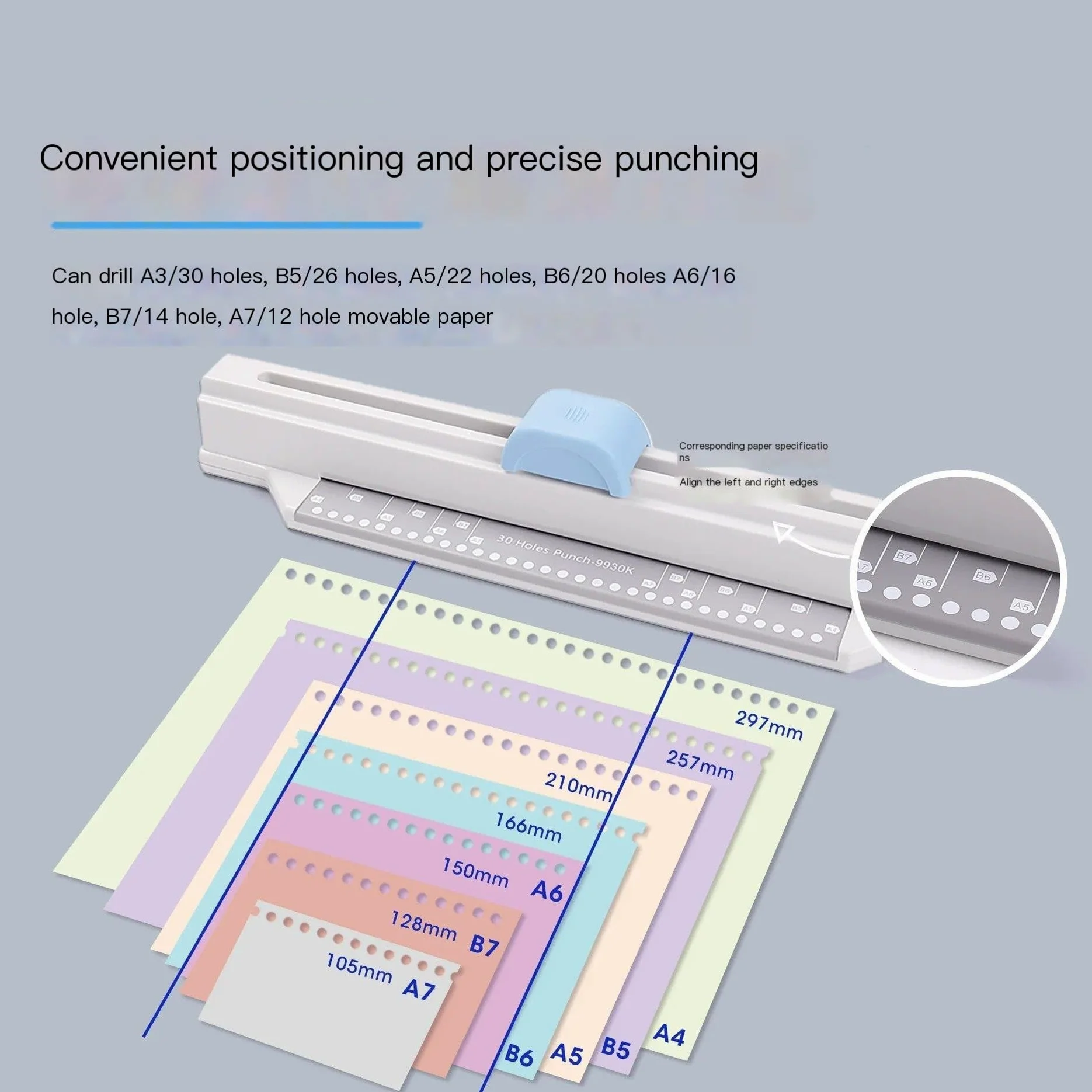 Macchine rilegatrici Punteggiatura Macchina da 30 buche Collar per cassa di perforazione Manuale fai da te A4 Forniture per ufficio per portelloni Rilegatrice