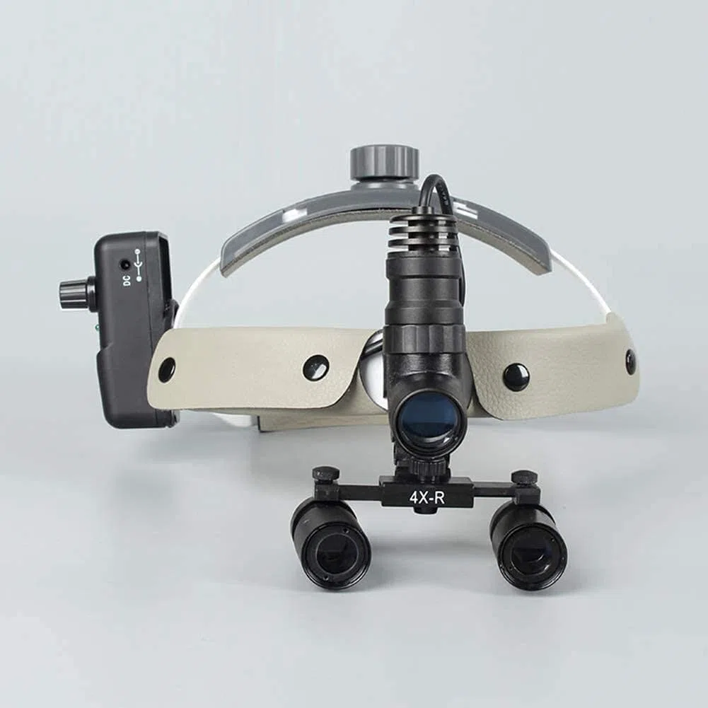 Lenti d'Ingrandimento Dentali, Lenti d'Ingrandimento Binoculari Chirurgiche Dentali - Lente d'Ingrandimento Binoculare 4X 420 Mm con Lampada Frontale A LED da 5 W