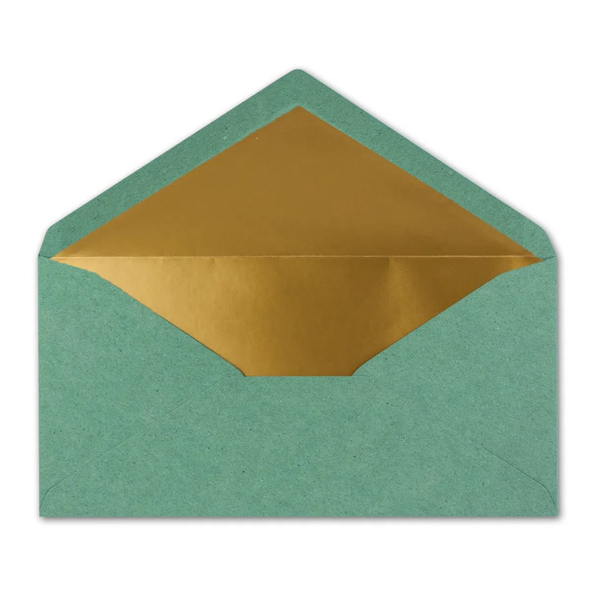 Neuser 500 buste vintage foderate in oro, formato DIN lungo, 110 x 220 mm, carta kraft eucalipto (verde) riciclata, con incollaggio a umido